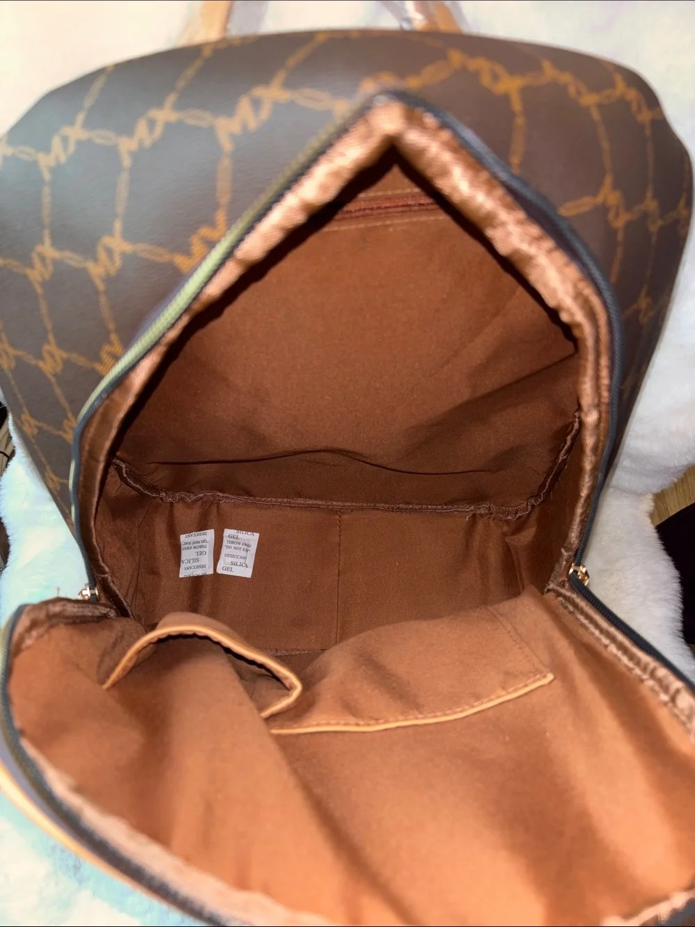 Max Studio Brown & Tan Monogram Backpack